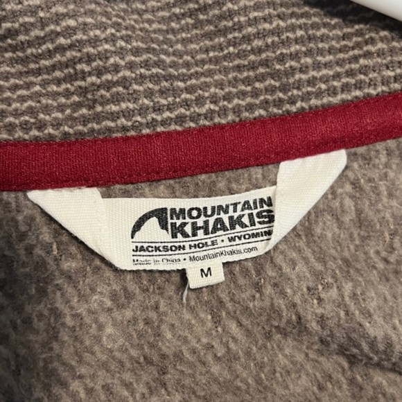 Mountain Khakis Brown Snap Mock Neck Fleece Pop Top Pullover Sweater Size Medium - Picture 5 of 10